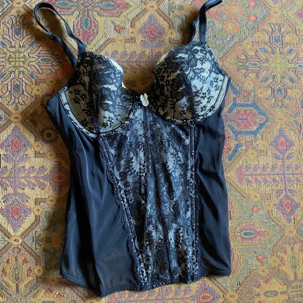 Black Lace Bustier Top